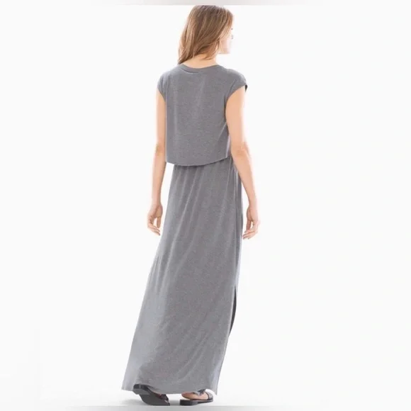 SOMA Jersey Knit Front Tie Maxi Dress Gray Pockets Sz medium - Picture 2 of 10